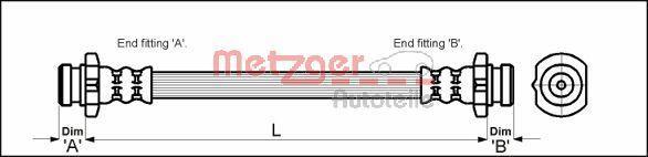 Flexible de frein (Durite de frein) METZGER ref. 4110041